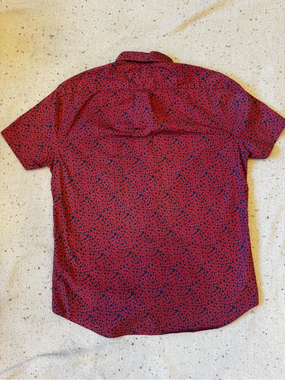 J. Crew Red Short-Sleeve Button-Down Shirt with Navy Floral Print